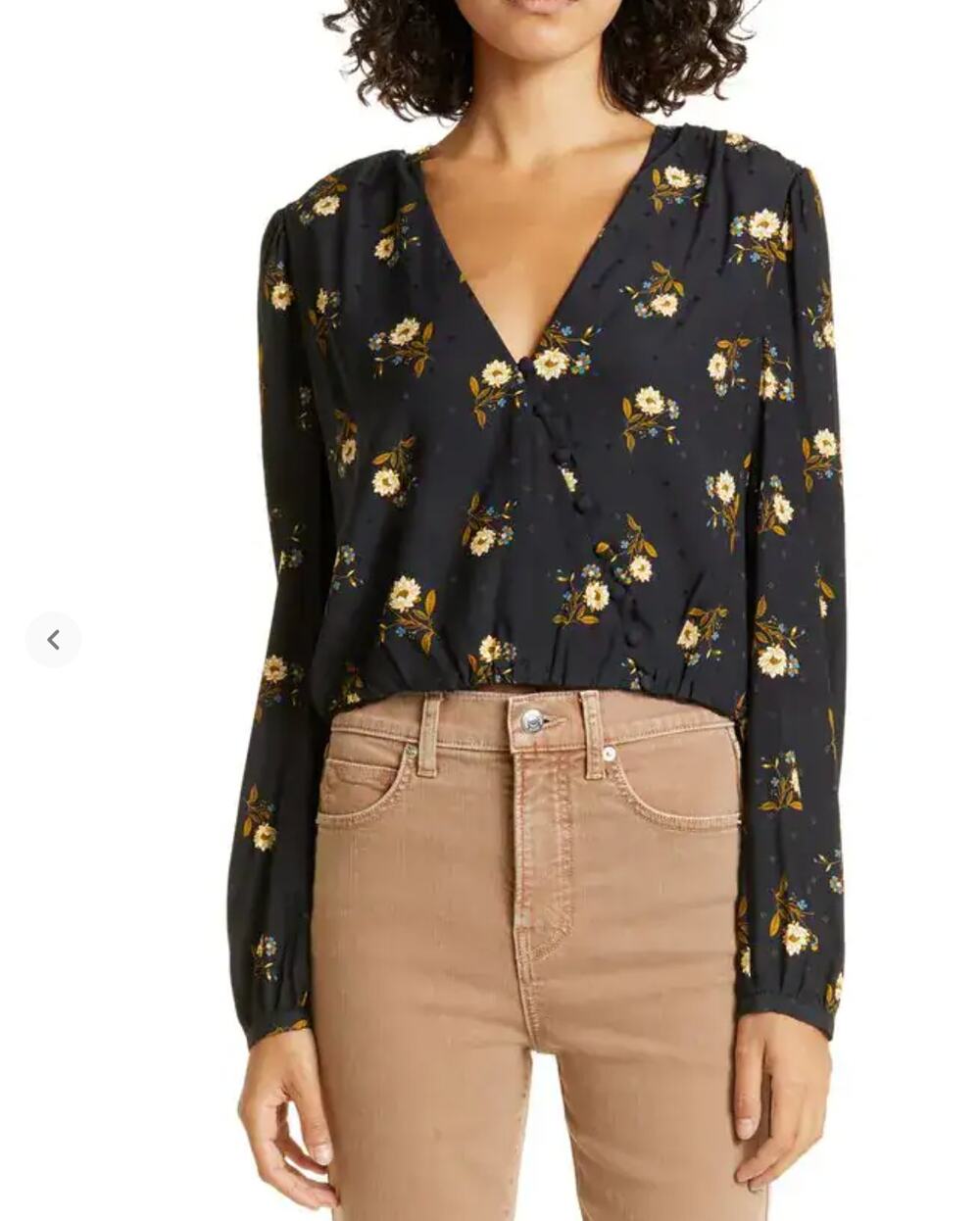Veronica Beard Avanti Floral Geo Jacquard Print Silk Blouse Top 4 Long Sleeve